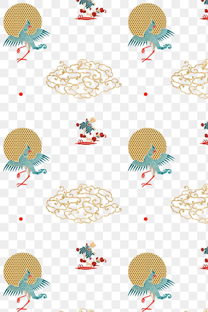 Png gold traditional Chinese art cloud pattern background