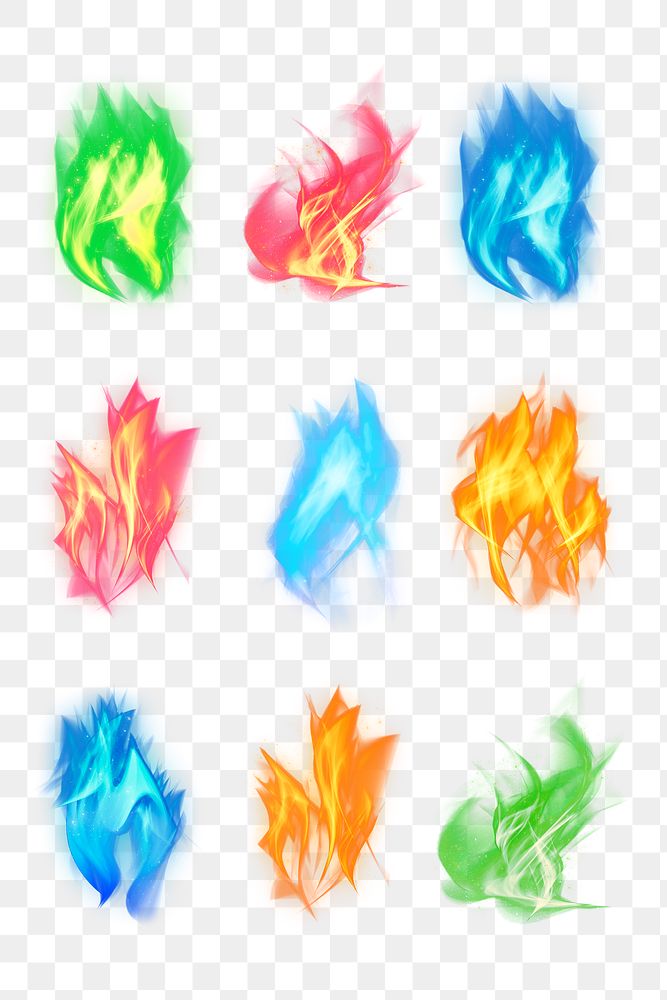 Png burning fire flame transparent graphic element collection