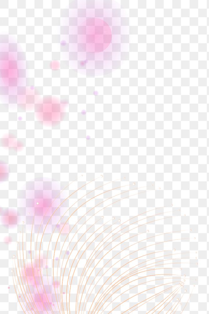 Gold particle lines transparent png futuristic with pink bokeh