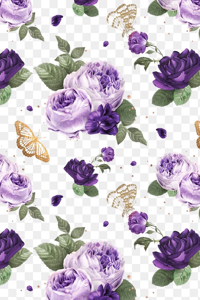 Classic purple peony png flowers vintage illustration
