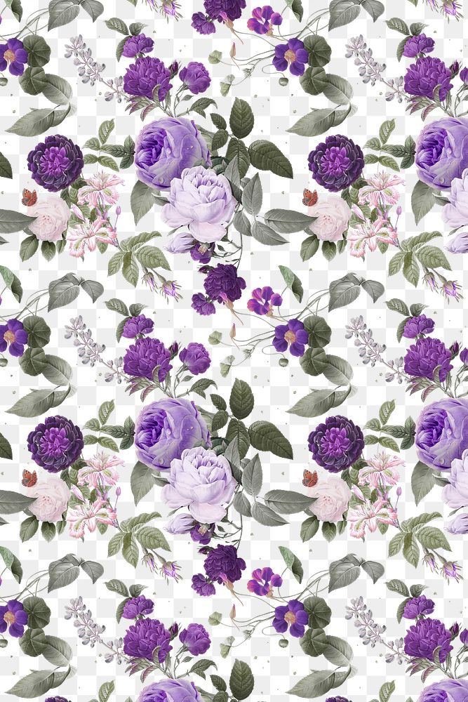 Purple peony png floral pattern watercolor vintage