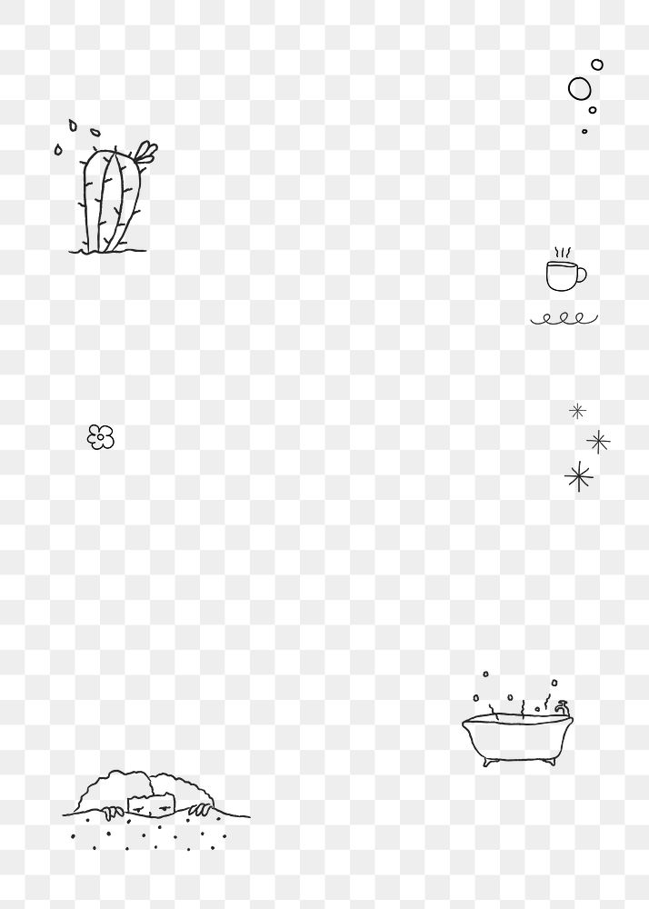 Hand drawn lifestyle frame png lazy Sunday cute doodle drawing