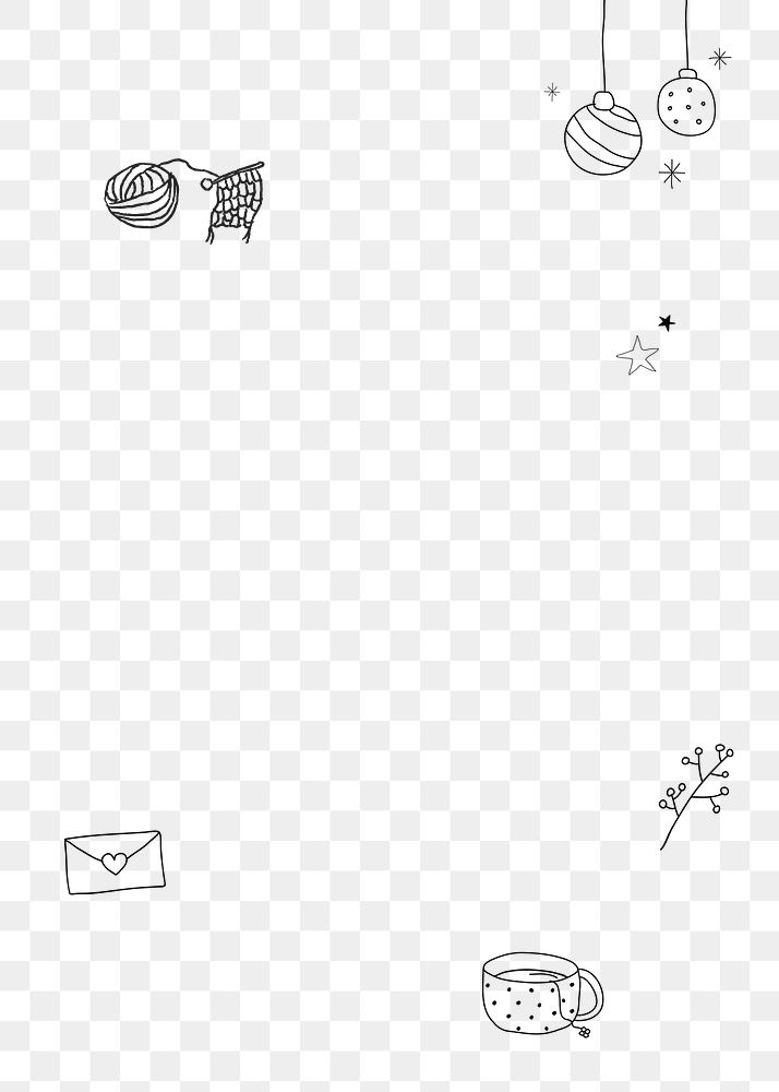 Hand drawn lifestyle frame png cute winter doodle illustration