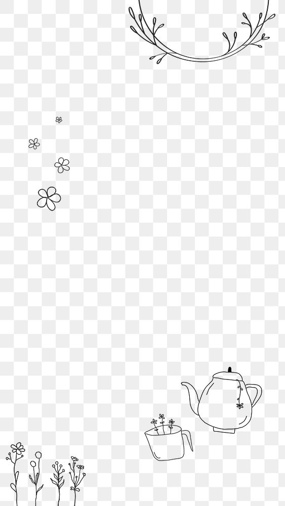 Lifestyle frame png cute afternoon tea theme doodle drawing