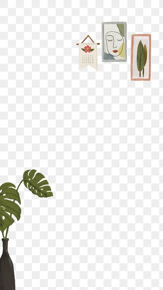 Monstera houseplant png social media transparent background cute drawing