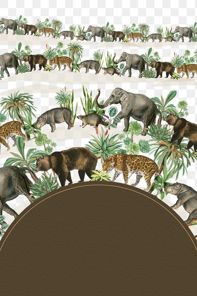 Jungle animals semicircle frame png transparent background