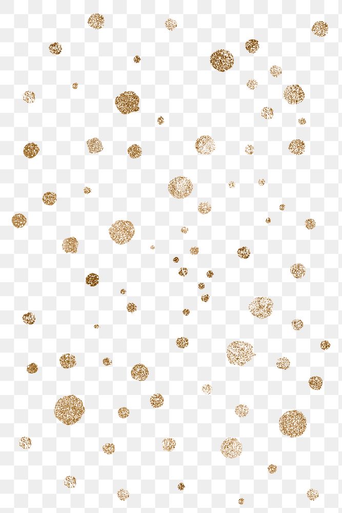 Glittery gold polka dots png transparent background