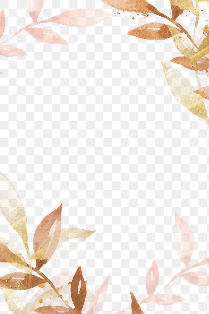 Watercolor leaf border png transparent background