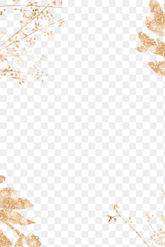 Glittery gold leaf border png transparent background