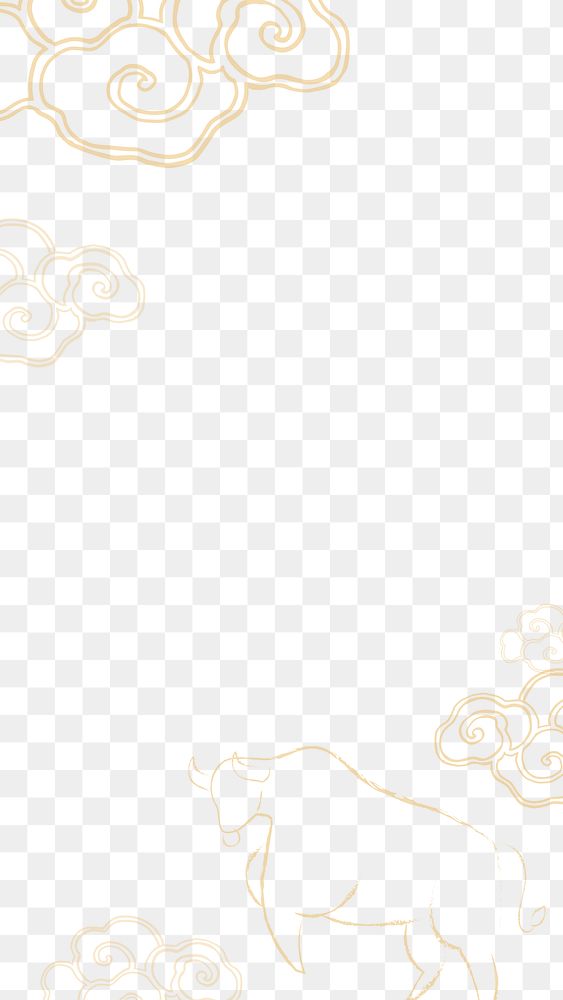 Chinese New Year border png gold with design space