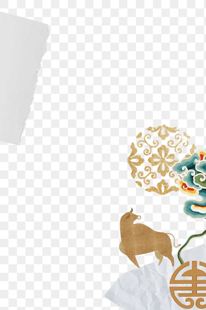 Year of ox png gold border Chinese oriental 