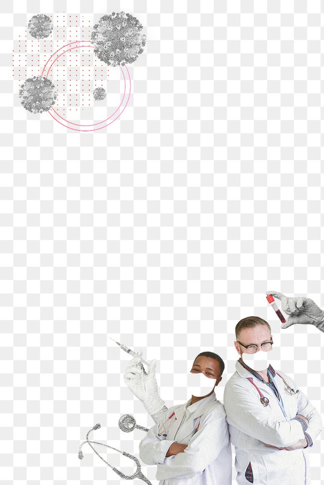 Coronavirus frontline staff png border with transparent background