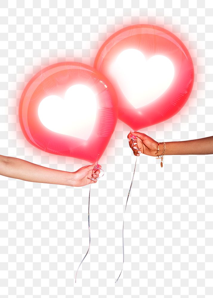 Couple holding love balloons png for online dating advertisement