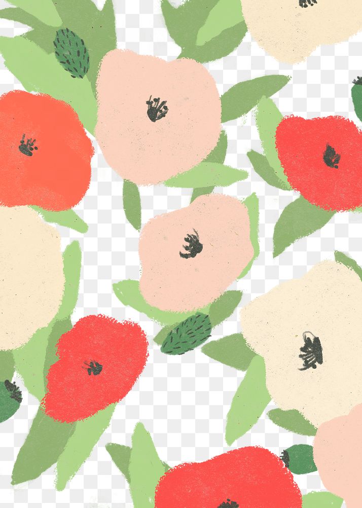Png bright poppy sketch pattern transparent background
