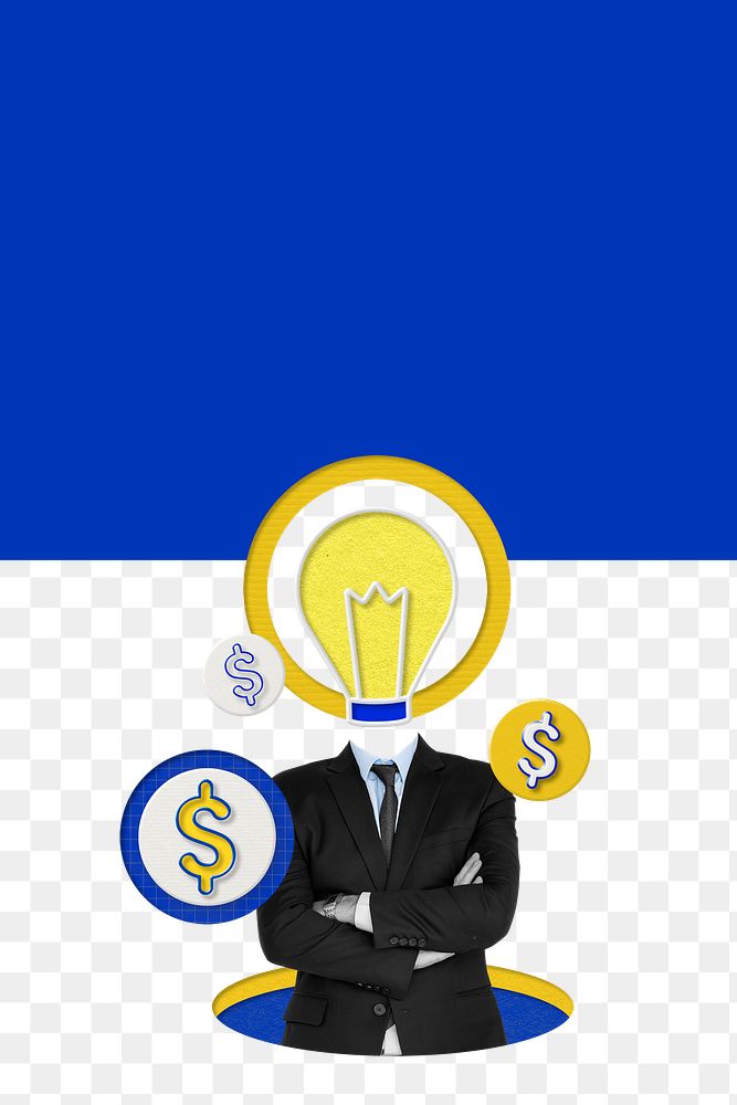 Png creative businessman background with growth marketing idea blue remixed media