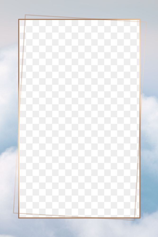 Gold frame png on blue sky with cloud
