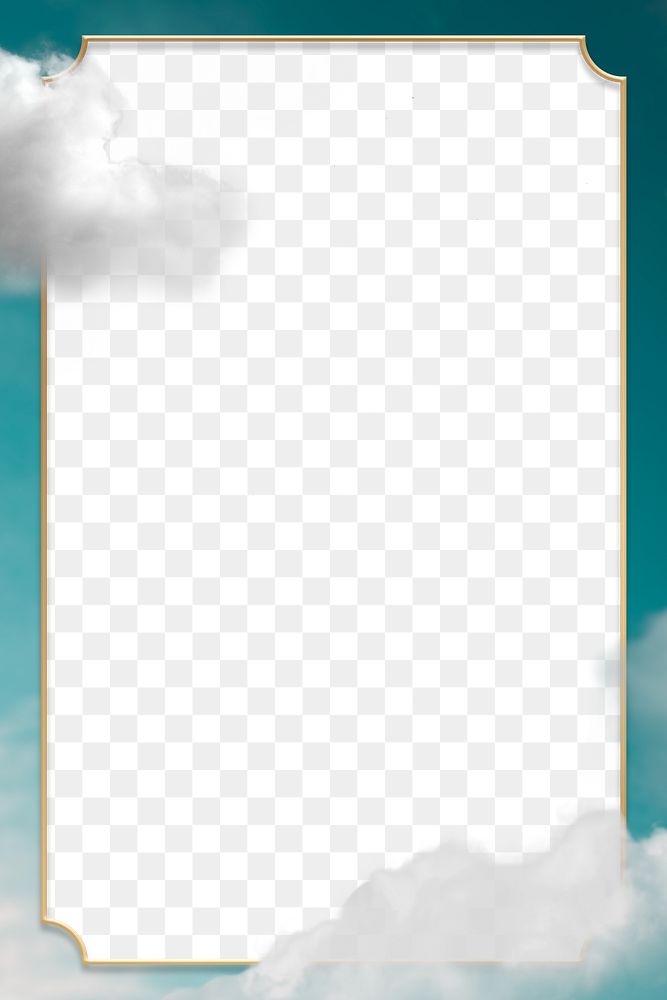 Gold frame png on green sky with cloud