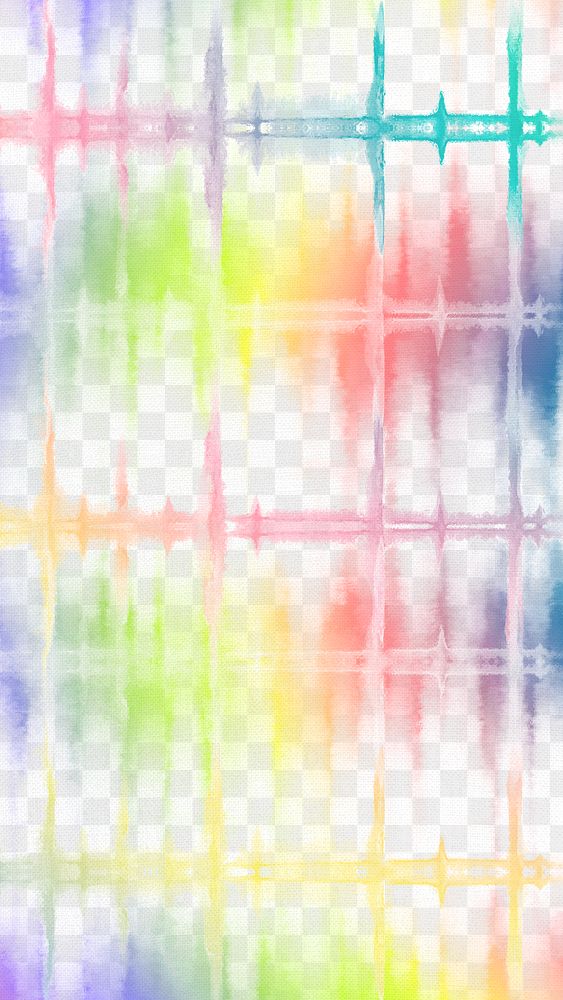 Tie dye png pattern on colorful watercolor transparent background