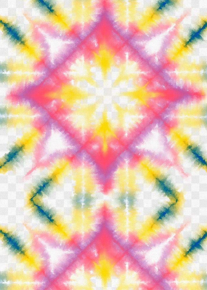 Tie dye png colorful pattern on transparent background