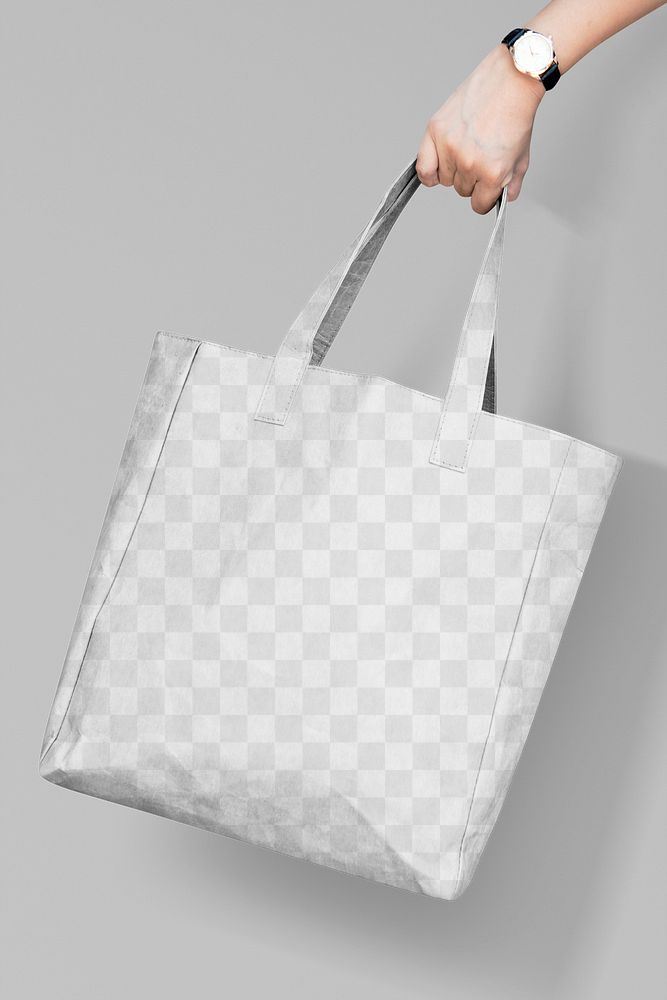 Png shopping bag mockup hand holding