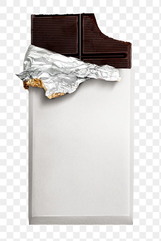 Png chocolate package mockup on transparent background