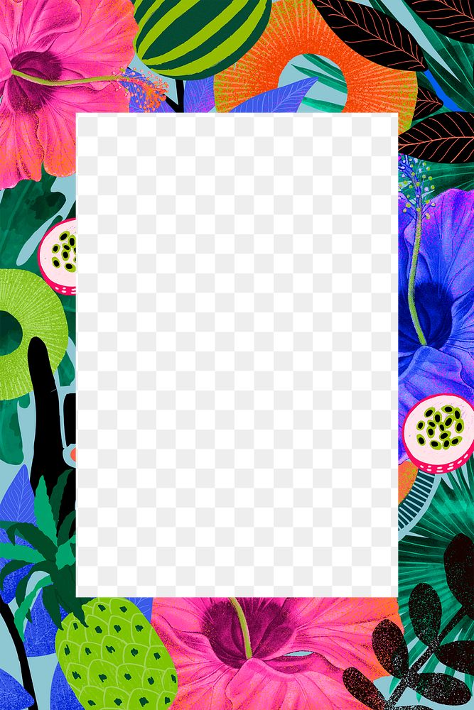 Tropical frame png with colorful pattern