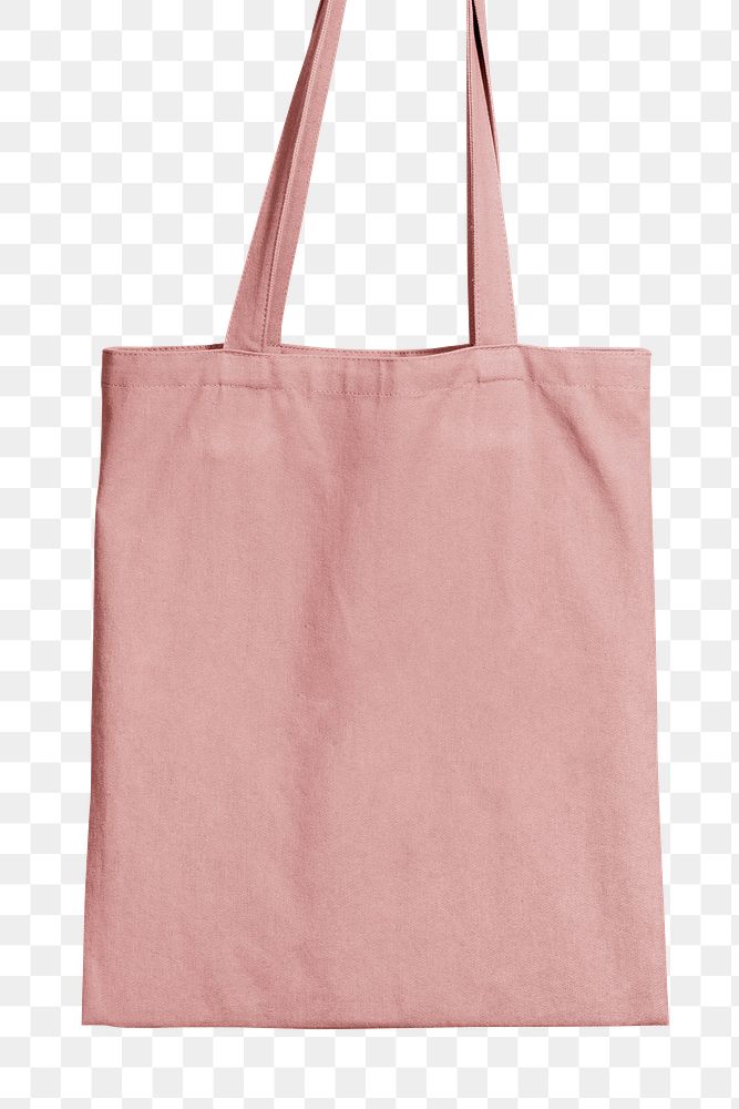 Pink tote png mockup with transparent background 
