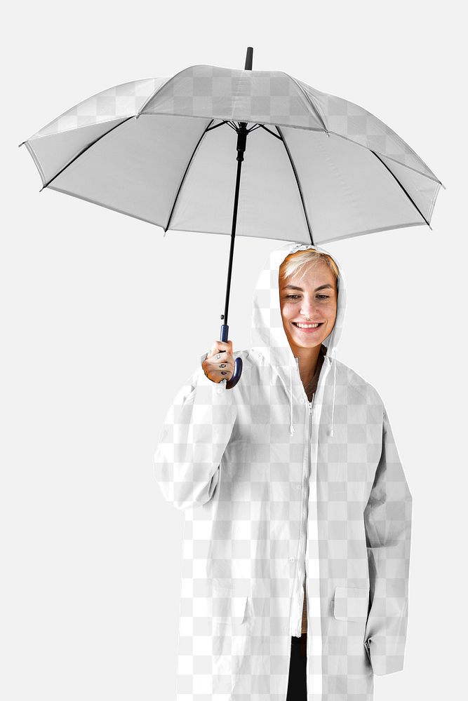 Png umbrella and raincoat mockup rainy season apparel