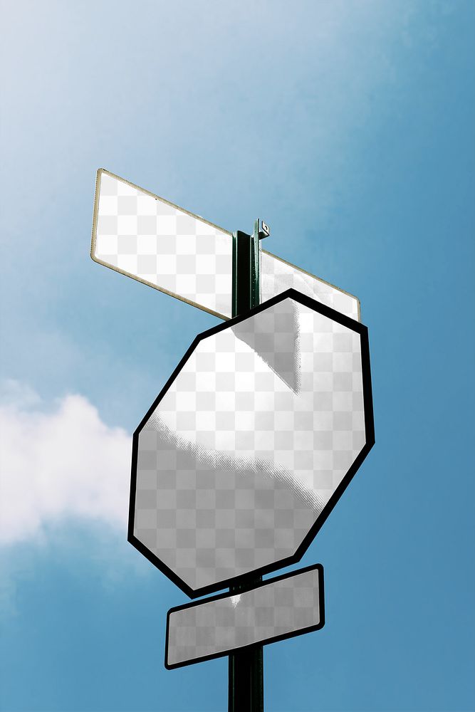 Street signs png mockup on blue sky background