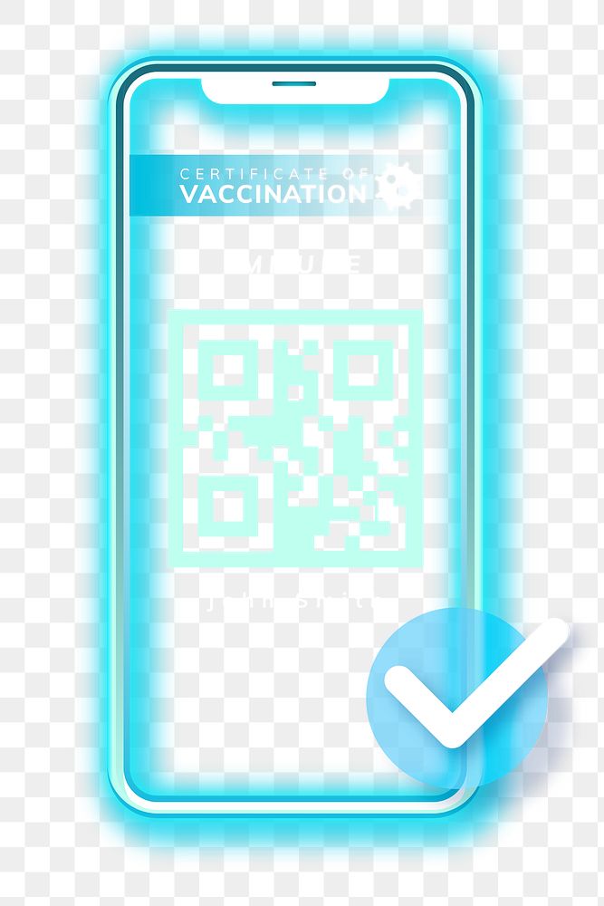 Covid-19 vaccine certificate QR png smart technology graphic