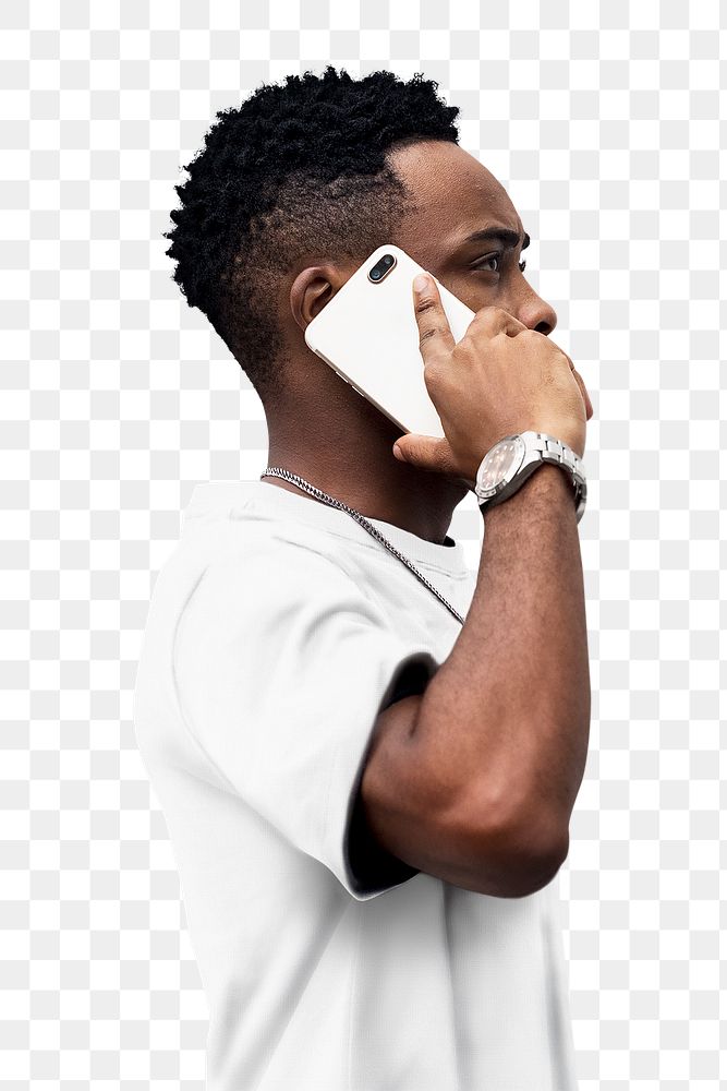 Man png making a call on a smartphone