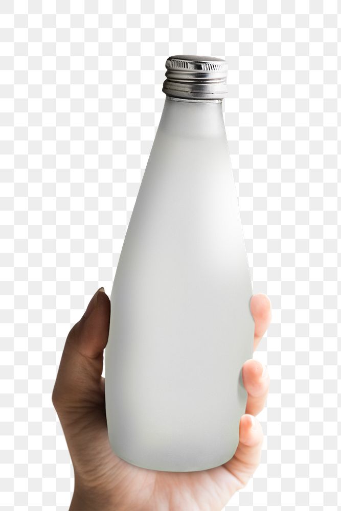 Glass bottle packaging mockup png for organic beverages