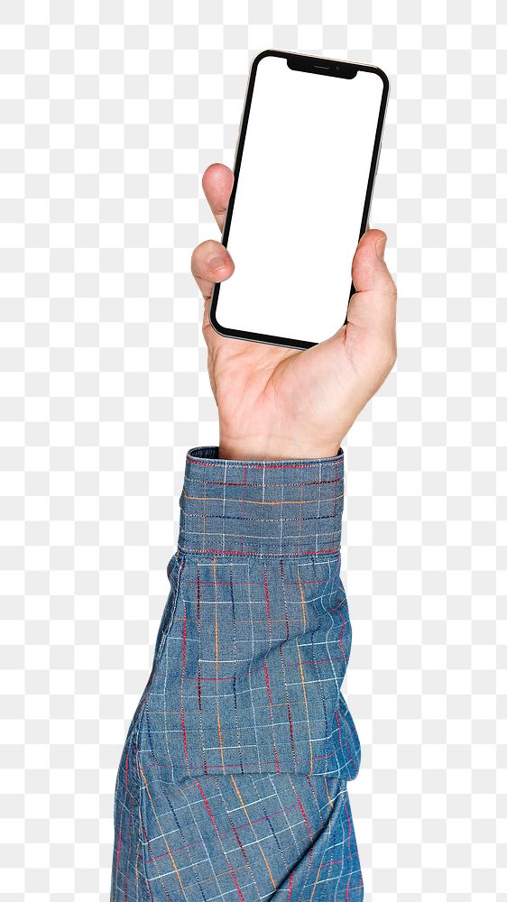 Smartphone png in hand sticker on transparent background