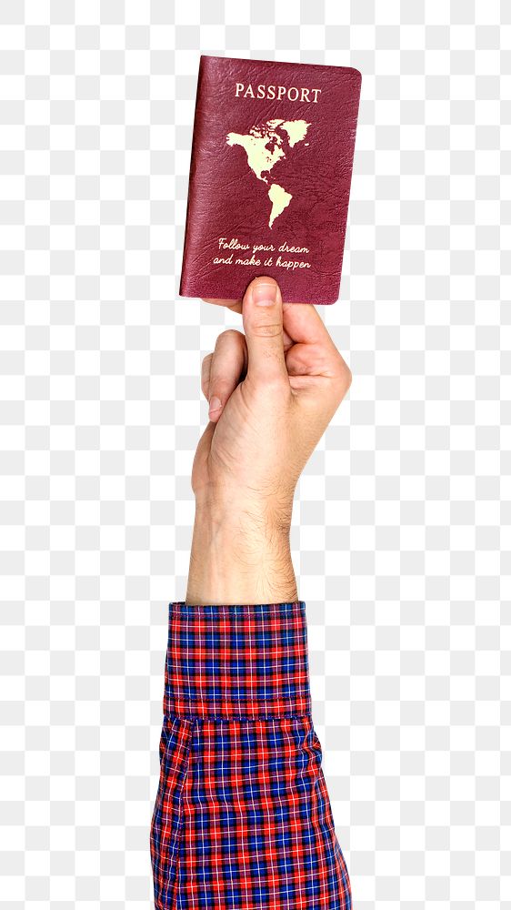 Passport png in hand sticker on transparent background