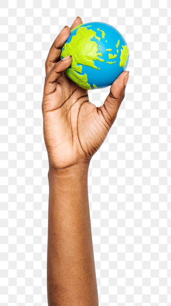 Earth globe png in black hand sticker on transparent background