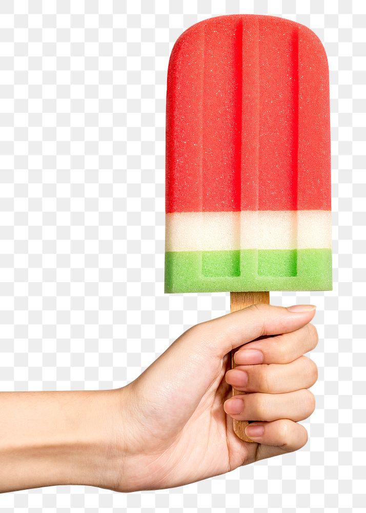 Hand with an ice pop in summertime design element