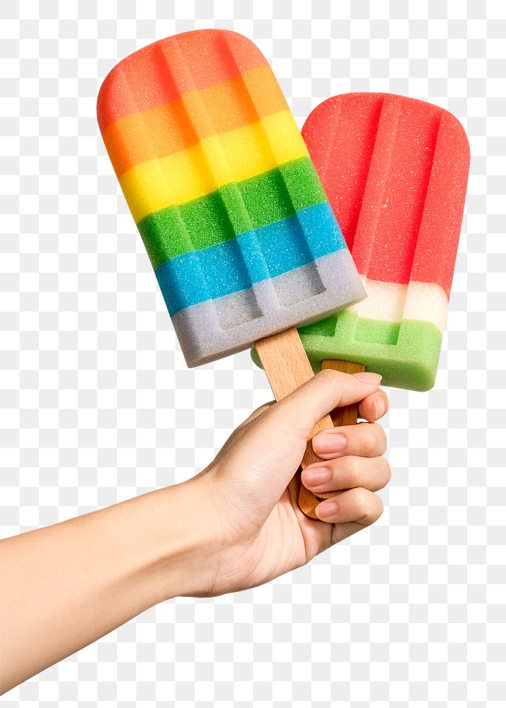 Hand with ice pops in summertime design element