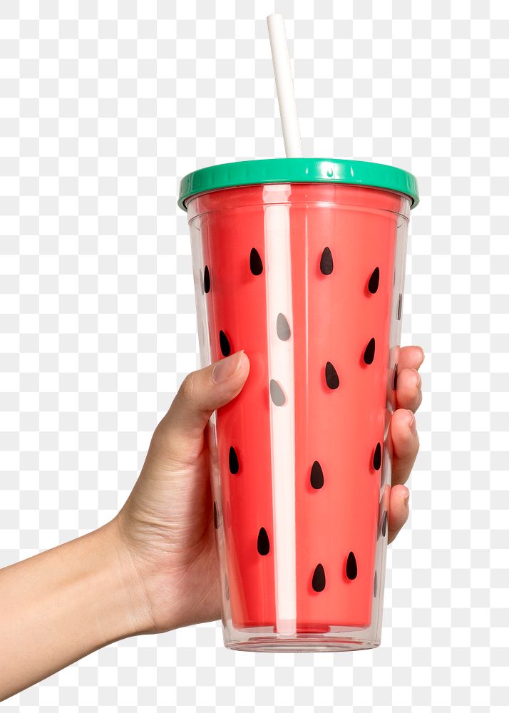 Cute watermelon printed tumbler with a white straw mockup