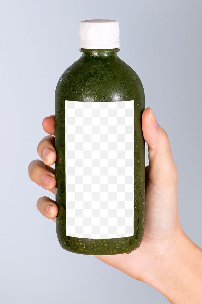 Organic green drink in a bottle with a label mockup