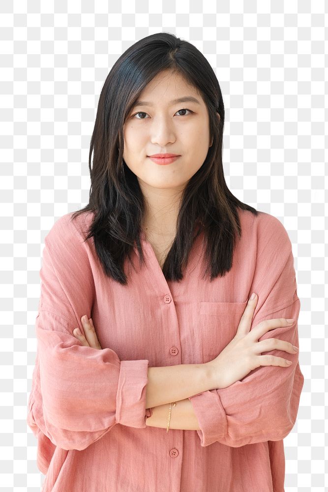 Happy Asian woman png studio portrait