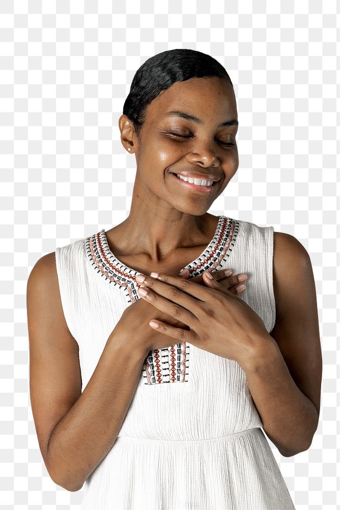 African American woman smiling png studio portrait