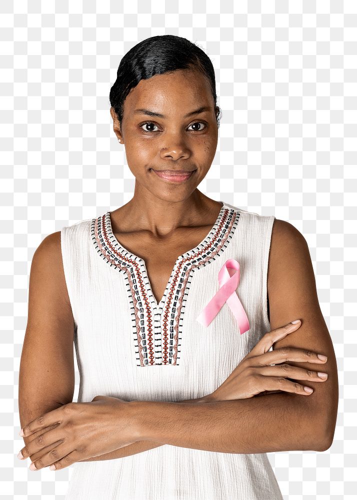 Black woman png breast cancer awareness pink ribbon