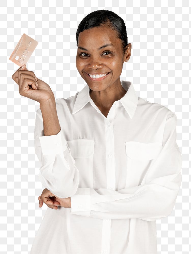Black woman with credit card png