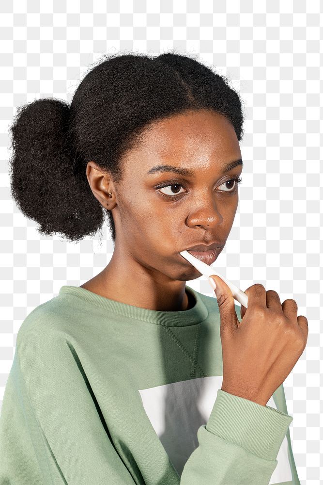 African American girl doing tooth brushing transparent png
