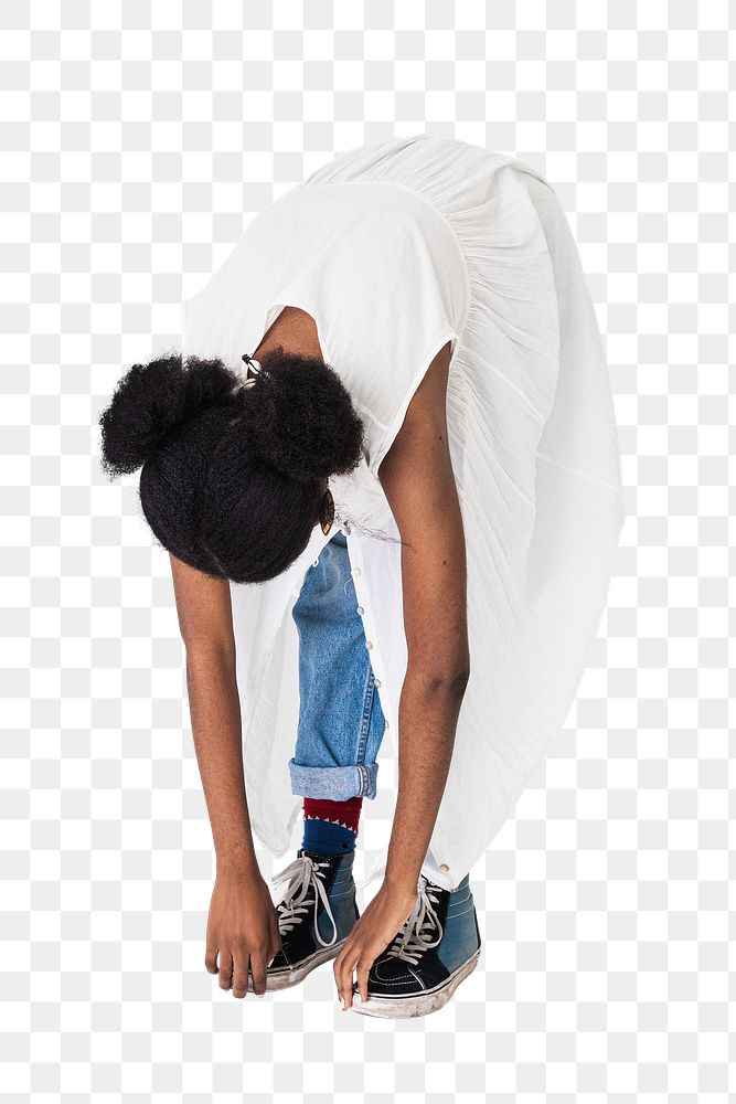 African American girl stretching her back transparent png