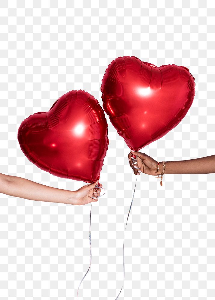 Red heart balloons transparent png 