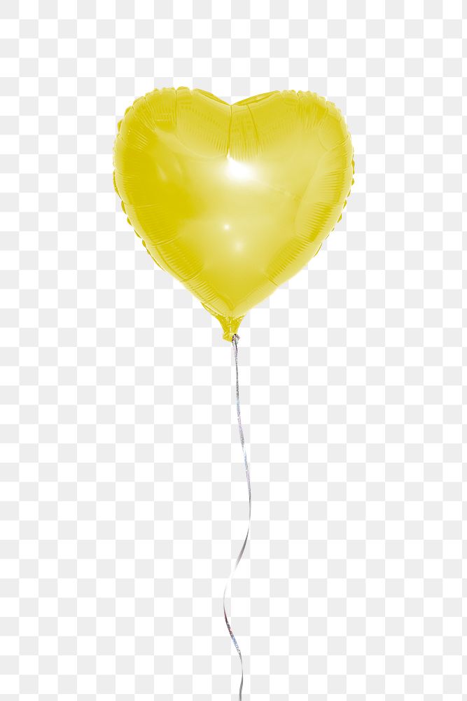 Yellow heart balloon transparent png 