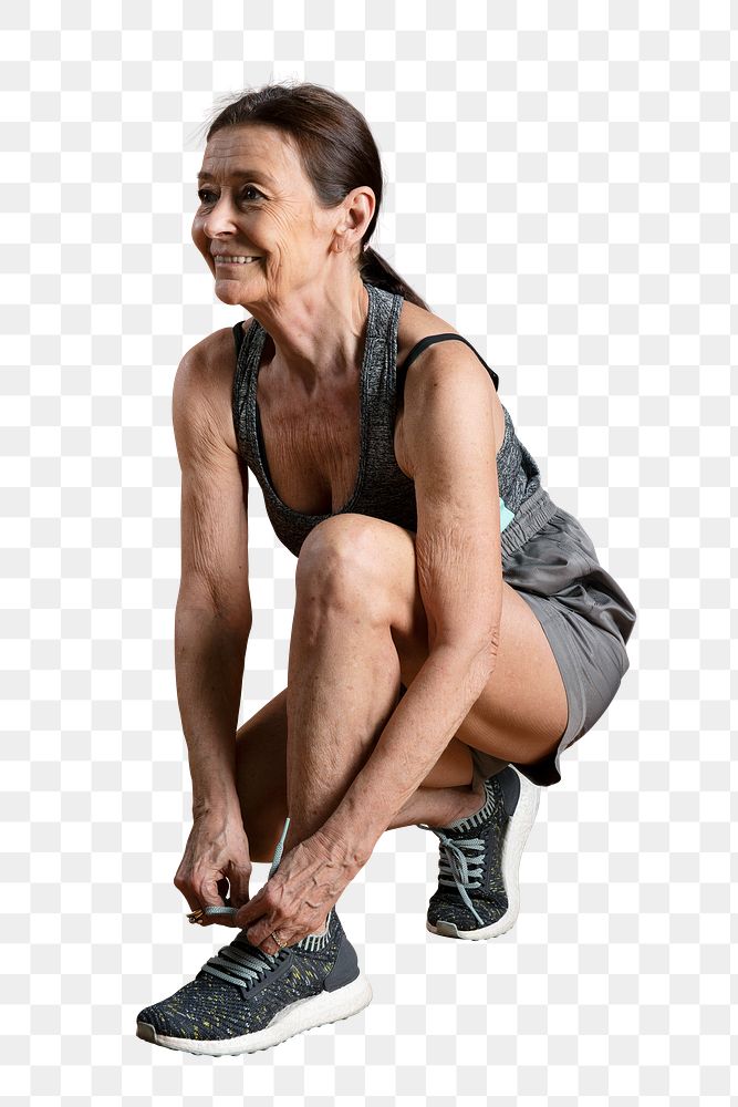 Fit old lady in a sporty outfit transparent png