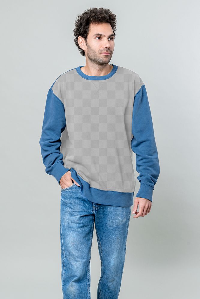 Casual man in blue jeans and sweater transparent png