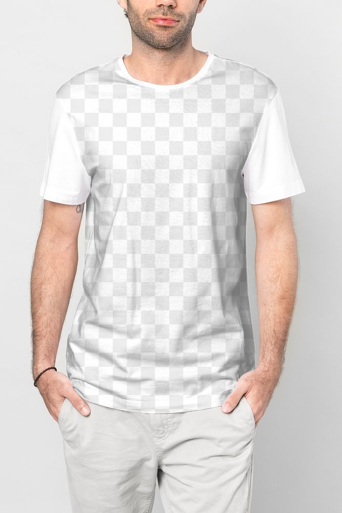 Slim man in a white t-shirt transparent png
